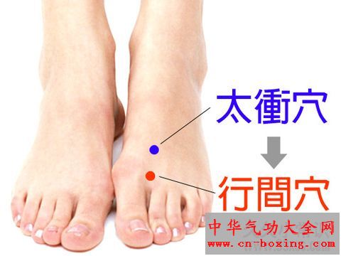 行间穴：改善脸色发黄